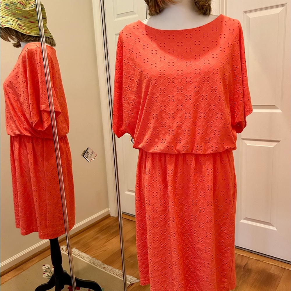 Ronni Nicole Coral Eyelet Dress
